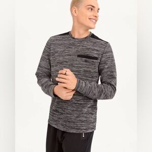 DKNY Men's Long Sleeve Knit Stripe Space Dye Shirt XXL